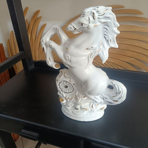 Vintage porcelain horse figurine used, decorative 37×25 cm