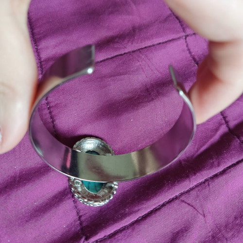 Bracelet silver with turquoise stone boho chic festival hippie used