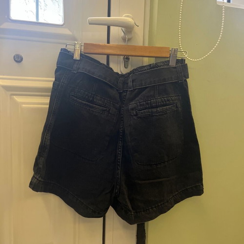 Mango black denim paperbag shorts like new, size S