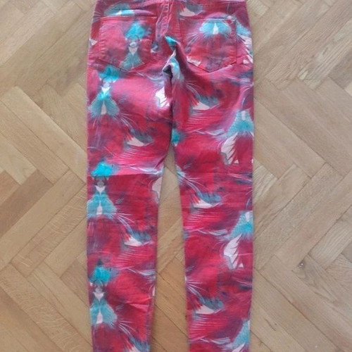 Maison Scotch tropical cotton denim pants size S like new, pink multicolor
