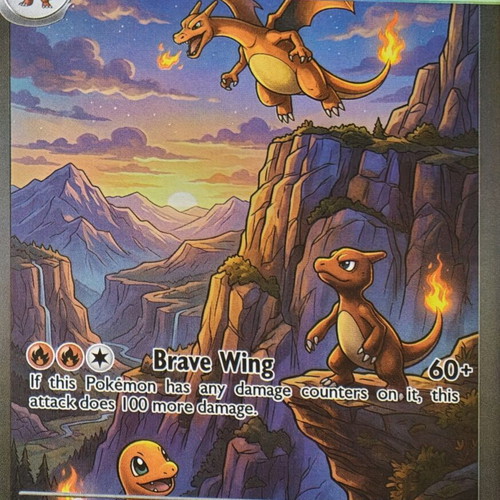 Pokemon Charizard Family Art Card custom, excellent condition