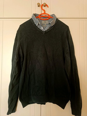 Marks & Spencer pullover with shirt collar size medium blue