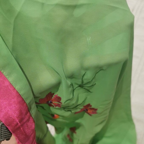 Pajama pants used, size M, pink and green, see-through