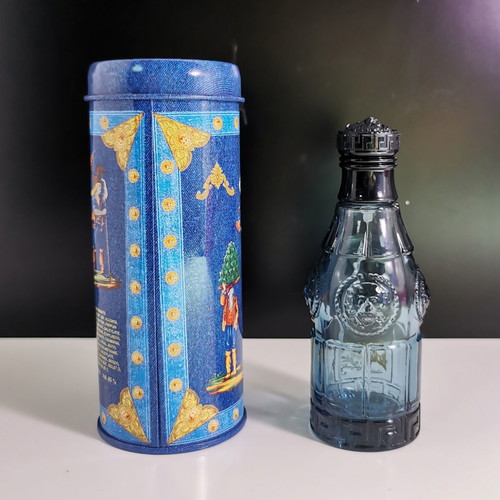 Versace Blue Jeans empty bottle with authentic metal case like new