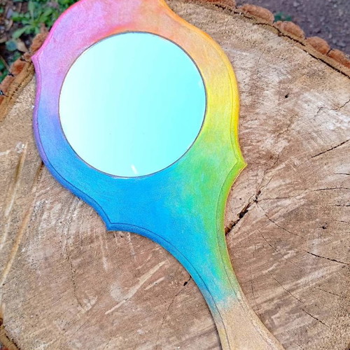 Hand mirrors new with paintings, 13x26cm, 3 designs