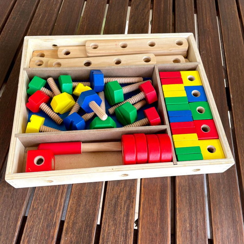 Melissa & Doug Wooden Construction Set and Tool Kit like new