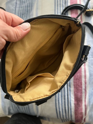 Small handbag used with additional strap, black