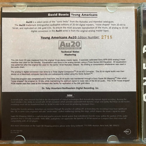 David Bowie Young Americans CD remastered, limited numbered, like new