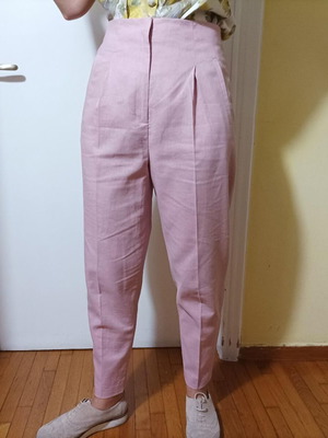 Pink linen high-waisted pants United Colors of Benetton new, size 38