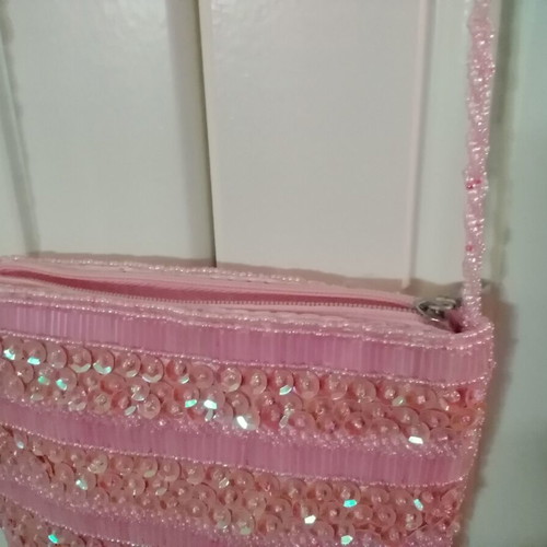 Girls' bag like new, pink with sequins and fringes