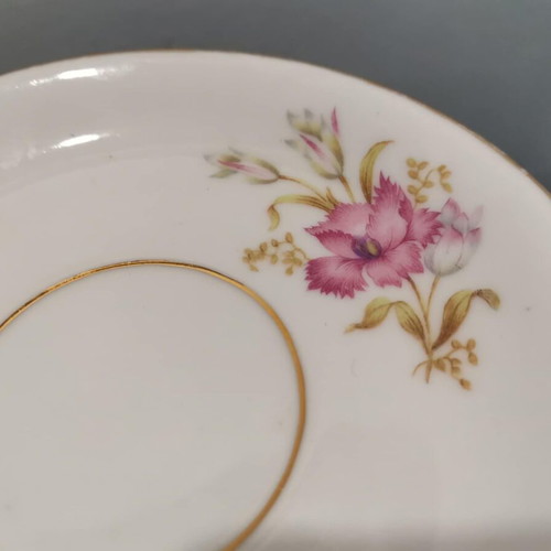 Set of two used Japan floral tea cups, porcelain