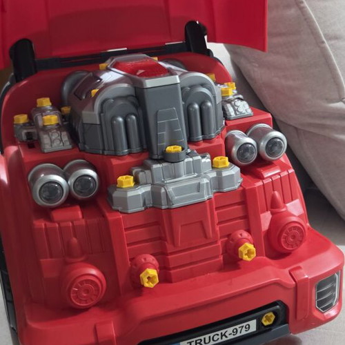 Toy truck toolbox with tools and light