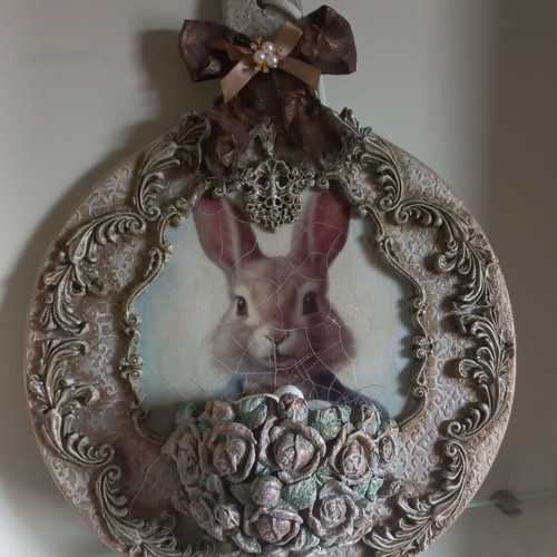 Easter decoration handmade on cutting wood 29×39 cm new