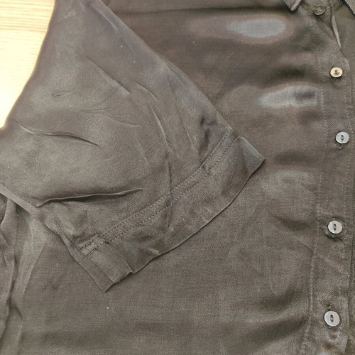 ZARA Black Satin Cropped Shirt XS Wide Fit Like New