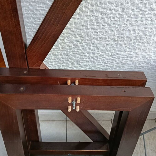 Glass dining table with wooden base 200x90 cm