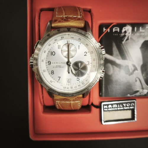 Hamilton Jazzmaster H776220 42mm men's watch new, brown leather