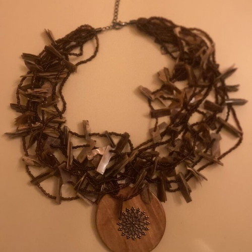 Handmade necklace like new with natural horn and wooden beads