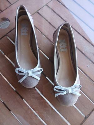 Xti beige-grey suede ballerina flats with small heel, size 38