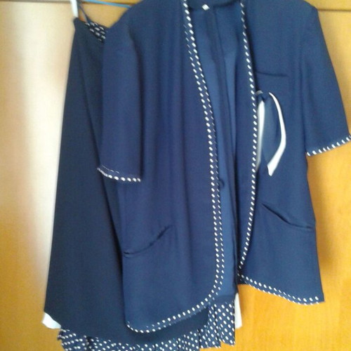 Women's suits like new, sizes 48-50, gray and blue
