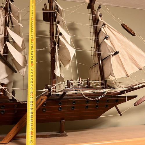 Wooden decorative sailing ship model, handmade, ~1m length
