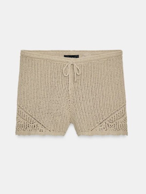 Zara pointelle shorts, beige, size M / 38 / 10, new with tags