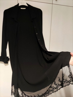 Regalinas shirt dress black with lace like new, One Size