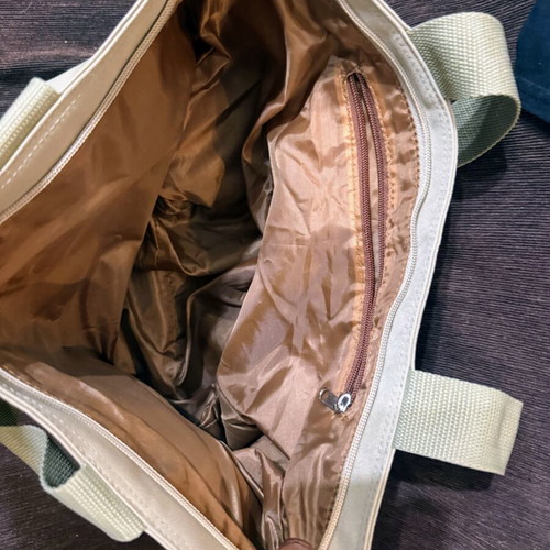 L.CREDI Munich Shoulder Bag new, beige canvas, chic and spacious