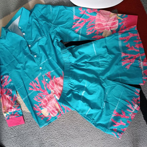 Shirt and shorts set new, pink and turquoise, size L-XL