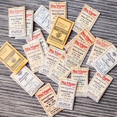 Watch mainsprings for Waltham and Hamilton, pack of 20, New Old Stock