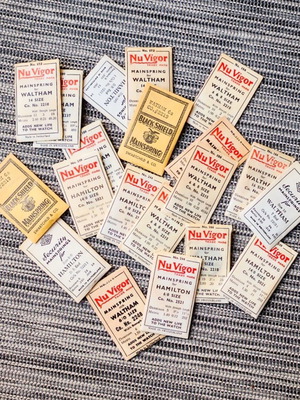 Watch mainsprings for Waltham and Hamilton, pack of 20, New Old Stock
