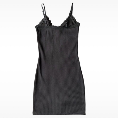 H&M black ribbed dress with lace like new, size S