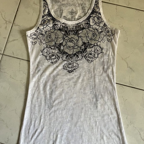 White tank top with subtle rhinestones, size XS
