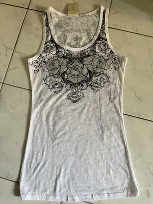 White tank top with subtle rhinestones, size XS