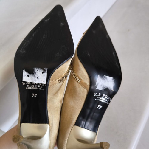 Rossi heels with genuine Swarovski stones, new, gold color, size 37