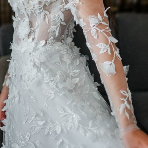 Constantino bridal wedding dress with detachable sleeves and veil