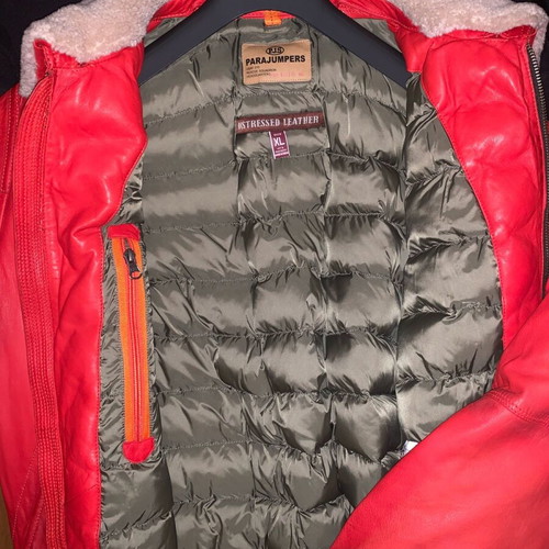 Parajumpers Josh leather aviator jacket red XL brand new