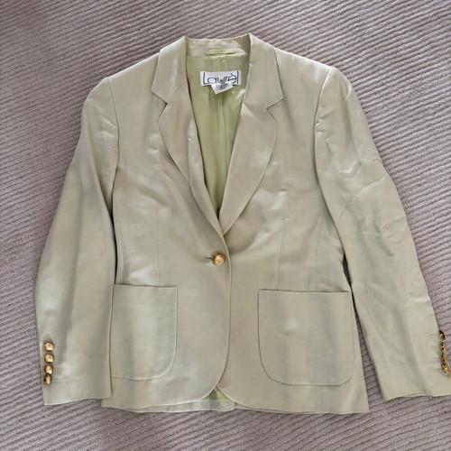 LAURÉL vintage 80s summer linen blazer used, green