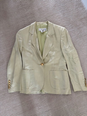 LAURÉL vintage 80s summer linen blazer used, green