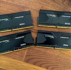 HyperX Predator 32GB DDR4 RAM με 4 Modules (4x8GB) και Ταχύτητα 2800 για Desktop