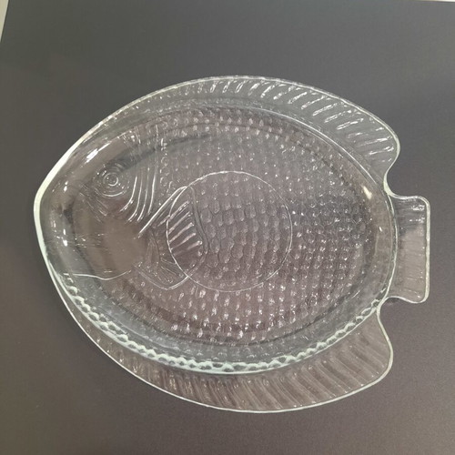 Vintage glass fish-shaped plates Arcoroc France, set of 3, like new