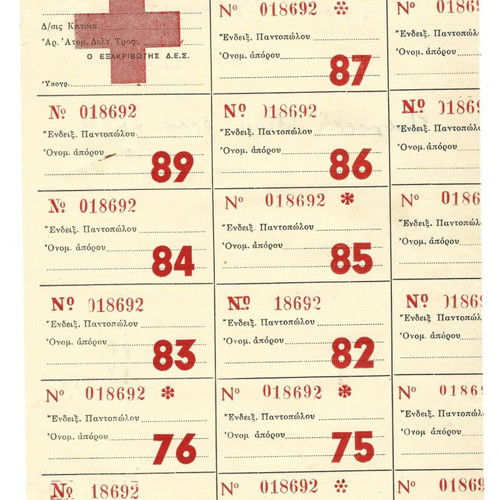 Food Provision Vouchers, two used during occupation