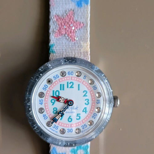 Flik Flak Swiss Made kids watch with fabric strap and box new, pink