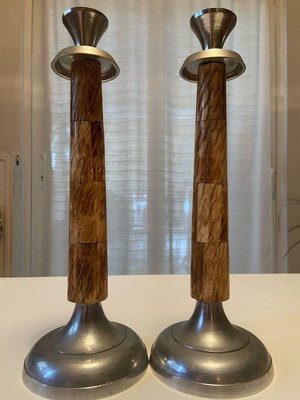 Κηροπήγια μεταχειρισμένα σετ των 2 από κασσίτερο και ρητίνη