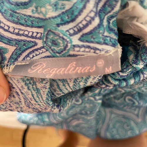 Regalinas mini dress with open back, turquoise, size M, like new