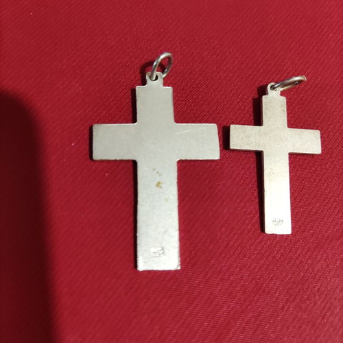 Crosses 2 pcs with handmade engraving silver 925 and free Virgin Mary icon