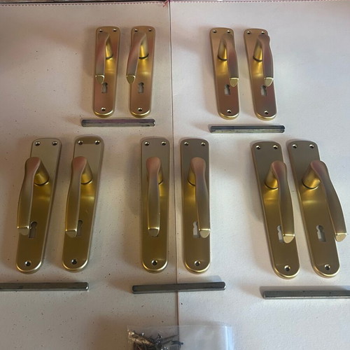 Hoppe Germany set of 5 door handles 75mm gold matte