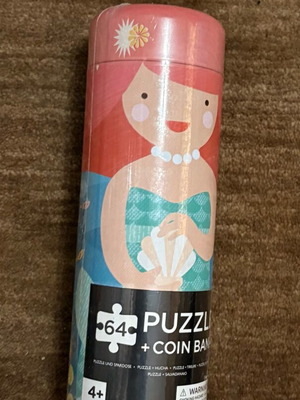 Petit Collage Kids Puzzle Coin Bank Mermaid New 64 pcs