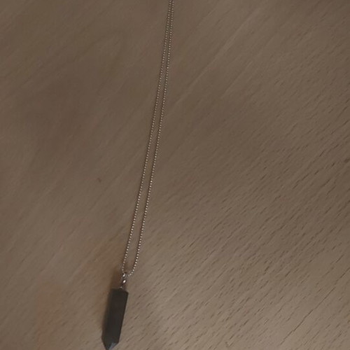 Labradorite necklace with 925 silver chain like new, green