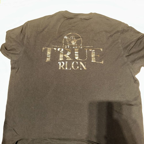True Religion vintage T-shirt with back print, XXL, black