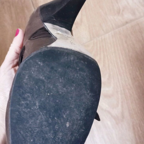 Rossi ankle boots used, leather with silk ribbon, 8cm heel